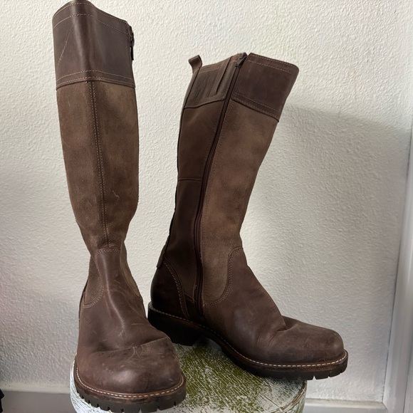 Ecco Elaine Brown Suede Tall Boot Hydromax Classic Academia Winter 38 Preppy - Picture 16 of 16